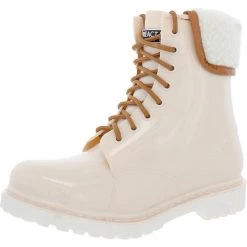 Hot Sale ⭐ Kenneth Cole Reaction Rain Lace Up Cozy 👩 Womens Camouflage Patent Rain 🥾 Boots 🌟