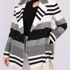Outlet 😉 Dorothee Schumacher 👩 women Striped Luxury Jacket in Black/Beige ⌛