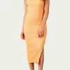 Best Pirce ✨ Lucca 👩 women Amaryllis Open-Back Ribbed Knit Midi 👗 Dress In Apricot 🎉