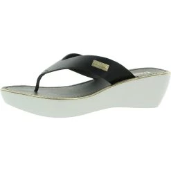 Promo 🧨 Kenneth Cole Reaction Shine Light 👩 Womens Slip On Wedges Thong 🩴 Sandals 😀