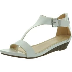 Hot Sale 🤩 Kenneth Cole Reaction Great Love 👩 Womens Faux Leather T-Strap Wedge 🩴 Sandals 🌟