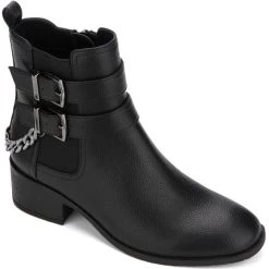 Buy 🛒 Kenneth Cole Reaction Salt Biker Chain 👩 Womens Faux Leather Chain Booties 🥰