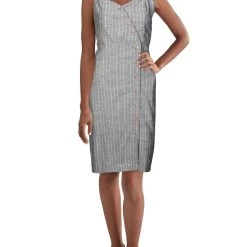 Flash Sale 🤩 Lucca 👩 Womens Linen Blend Rainbow Stripe Midi 👗 Dress ⌛