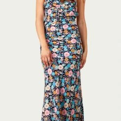 Cheapest 🧨 Lucca 👩 women Freesia Floral-Print Maxi 👗 Dress In Navy Floral 🌟