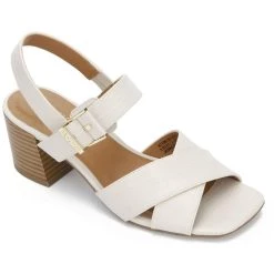 Buy 🔥 Kenneth Cole Reaction Blanco 👩 Womens Criss-Cross Front Padded Insole Slingback 🩴 Sandals 😀