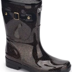 Promo 👍 Kenneth Cole Reaction Rain Buckle Glitter 👩 Womens Rubber Mid-Calf Rain 🥾 Boots 🧨
