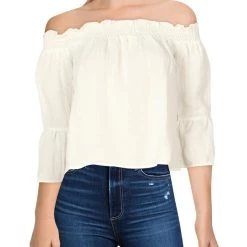 Discount 🛒 Lucca 👩 Womens Smocked Sheer Crop Top 🌟