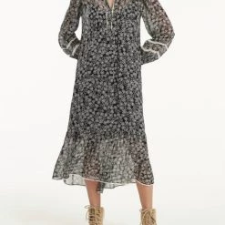 Hot Sale 😀 Dorothee Schumacher 👩 women Floral Transparencies 👗 Dress in Black White ❤️