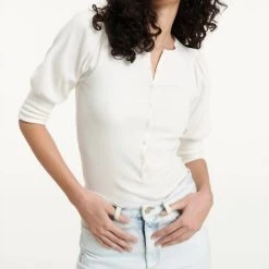 Best deal 🧨 Dorothee Schumacher 👩 women Soft Rib 👚 Shirt in Camellia White 👏