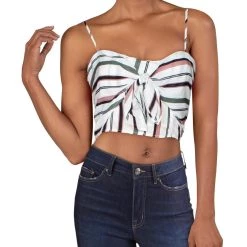Buy ⌛ Lucca 👩 Womens Striped Tie Front Crop Top 🎉