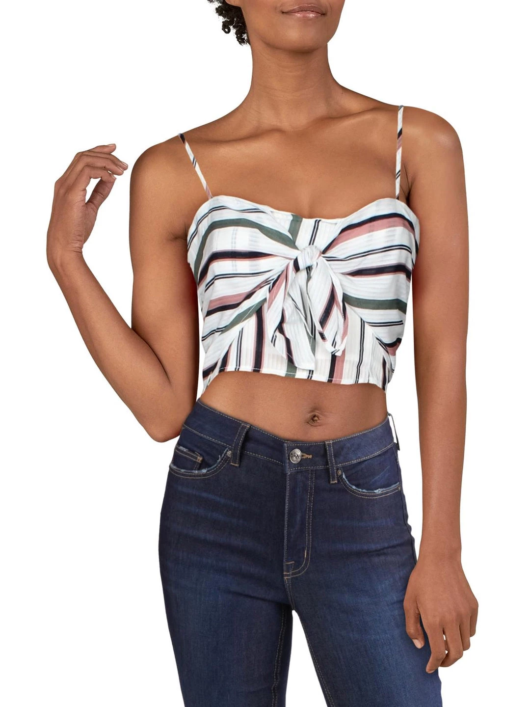 Buy β Lucca π© Womens Striped Tie Front Crop Top π 1 Buy β Lucca π© Womens Striped Tie Front Crop Top π