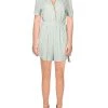 Promo 😉 Lucca 👩 Womens Notch Collar Button-Down Romper ✨