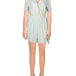 Promo 😉 Lucca 👩 Womens Notch Collar Button-Down Romper ✨
