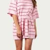 Wholesale ⭐ Lucca 👩 women Cybelle Belted Knit Mini 👗 Dress in Pink Stripe 🎉