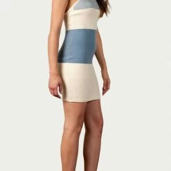 Best Sale 🔥 Lucca 👩 women 🍬 Candytuft Knitted Halterneck Mini 👗 Dress in Ivory/Blue 🛒 -Donna Karan Sleepwear Shop feaa62385dbd4c5bb344a1769e50a2b8 1080x