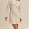 Best Sale ⌛ Lush 👩 women Mini 👚 Shirt 👗 Dress in Beige ⭐