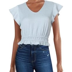 Outlet 🔥 Lush 👩 Womens Crop V-Neck Pullover Top 🌟