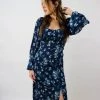 Best reviews of 😉 women Back To You Lush Floral Tie Back Balloon Sleeve Midi 👗 Dress in Navy Floral 😀