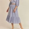 Flash Sale 🎁 Lush 👩 women Ezra Detached Front Midi 👗 Dress in Dusty Blue 👏