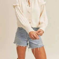 Best Sale 🔥 Lush 👩 women Front Knit Cardigan in Cream 🎁