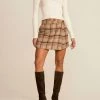 Promo ⭐ Lush 👩 women Plaid Skort in Camel Brown 🌟