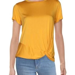Outlet ✔️ Lush 👩 Womens Crewneck Twist Front T-Shirt 💯