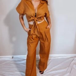 Brand new 🔔 Lush 👩 women This Is It 🌞 Summer Set Pant in Orange/Dijon 🧨