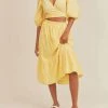 New 😍 Lush 👩 women Ezra Detached Front Midi 👗 Dress in Yellow 🛒