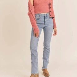 Discount 🔔 Lush 👩 women Fuzzy Yarn Cardigan in Mauve ⭐