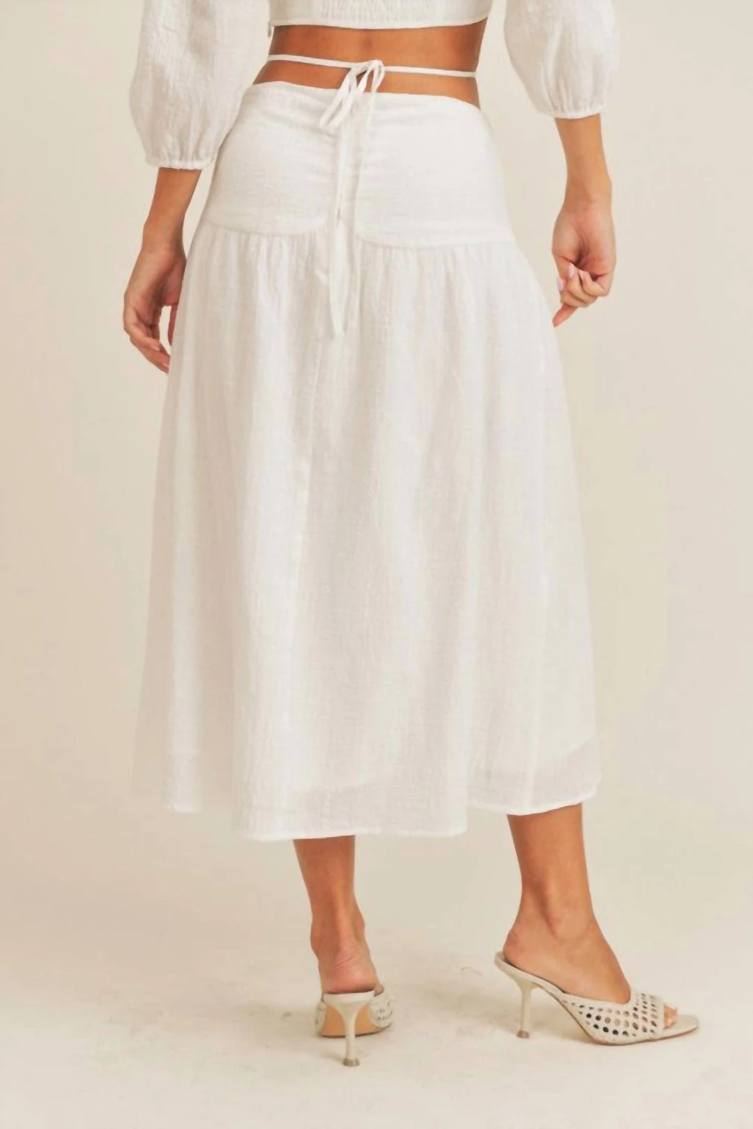 Brand new π₯ Lush π© women Jax Ruched Tie Waist Midi π Skirt in Off White π 4 Brand new π₯ Lush π© women Jax Ruched Tie Waist Midi π Skirt in Off White π - Image 4