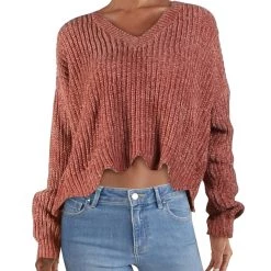 Hot Sale 🤩 Lush 👩 Womens Scallop Trim Pullover V-Neck Sweater 😉